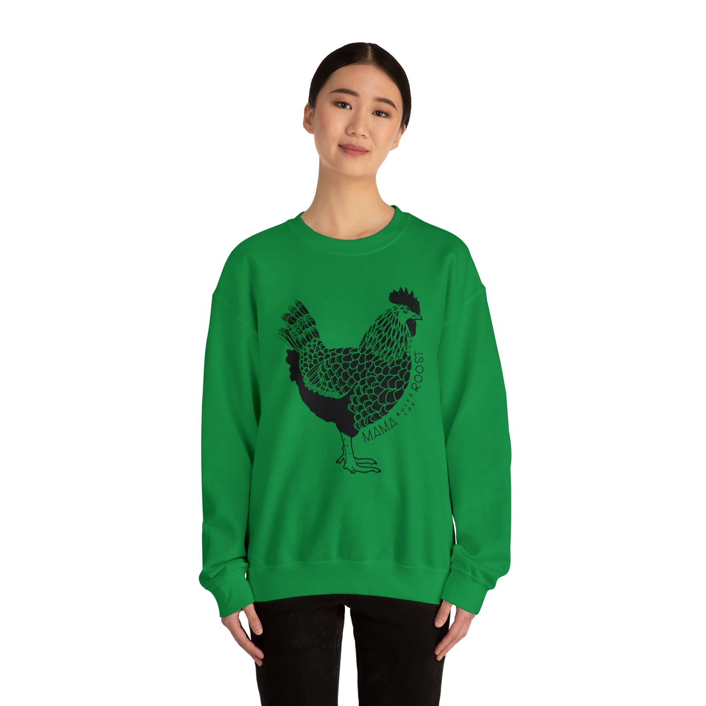 'MAMA RULES THE ROOST' WOMENS CHICKEN SWEATSHIRT