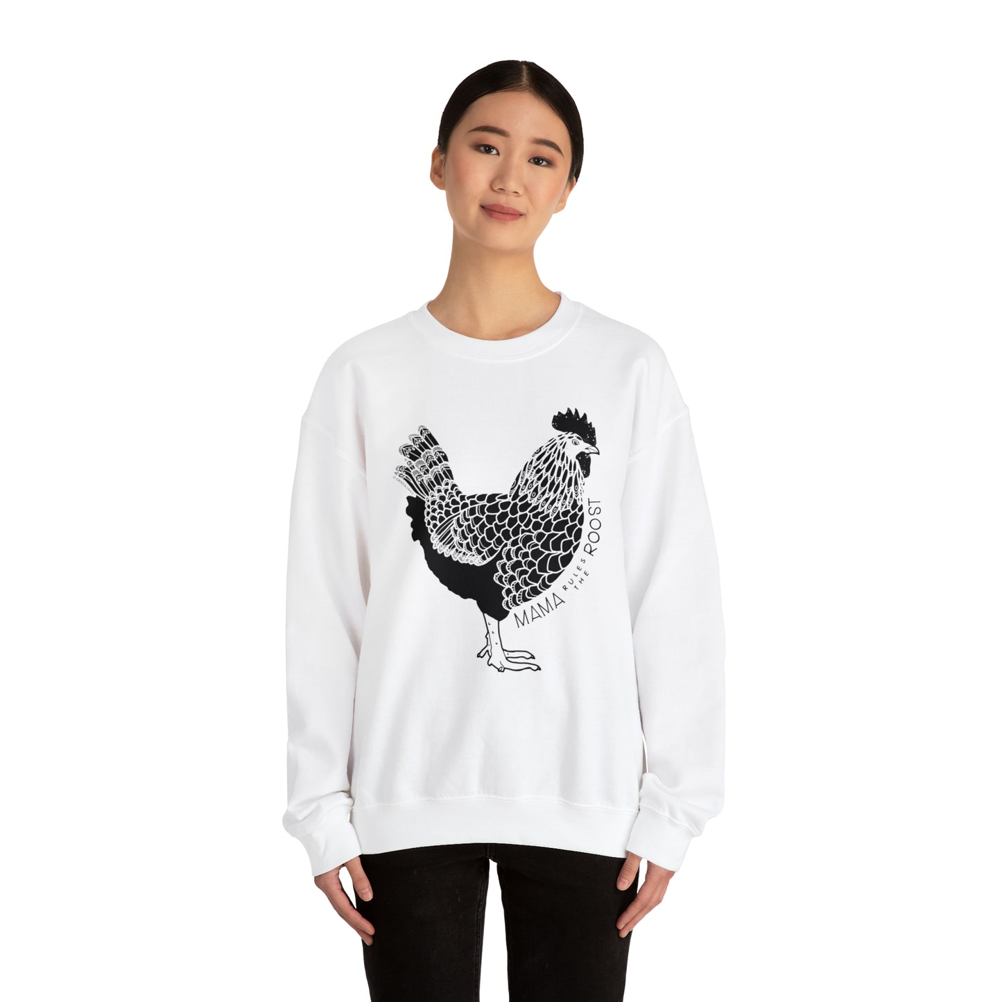 'MAMA RULES THE ROOST' WOMENS CHICKEN SWEATSHIRT