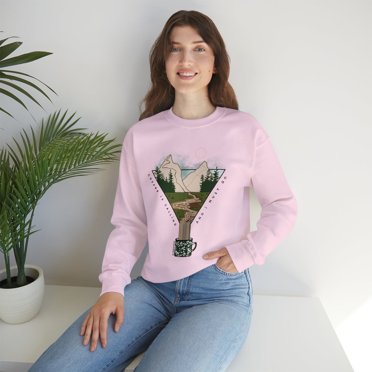 'COFFEE IS CALLING AND I MUST GO' UNISEX SWEATSHIRT | FULL COLOR