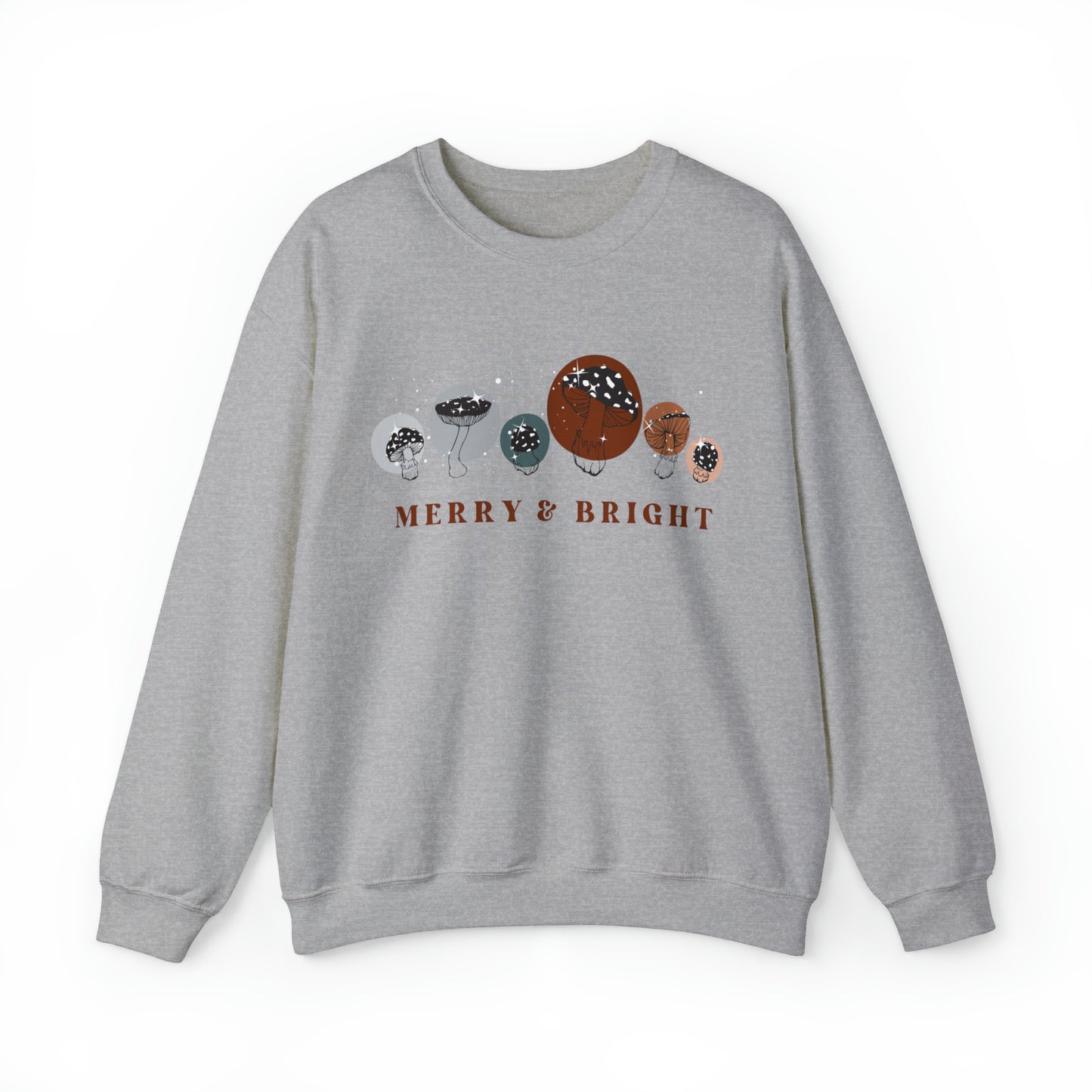 MERRY & BRIGHT MUSHROOM SWEATSHIRT | BROWN & BLUE