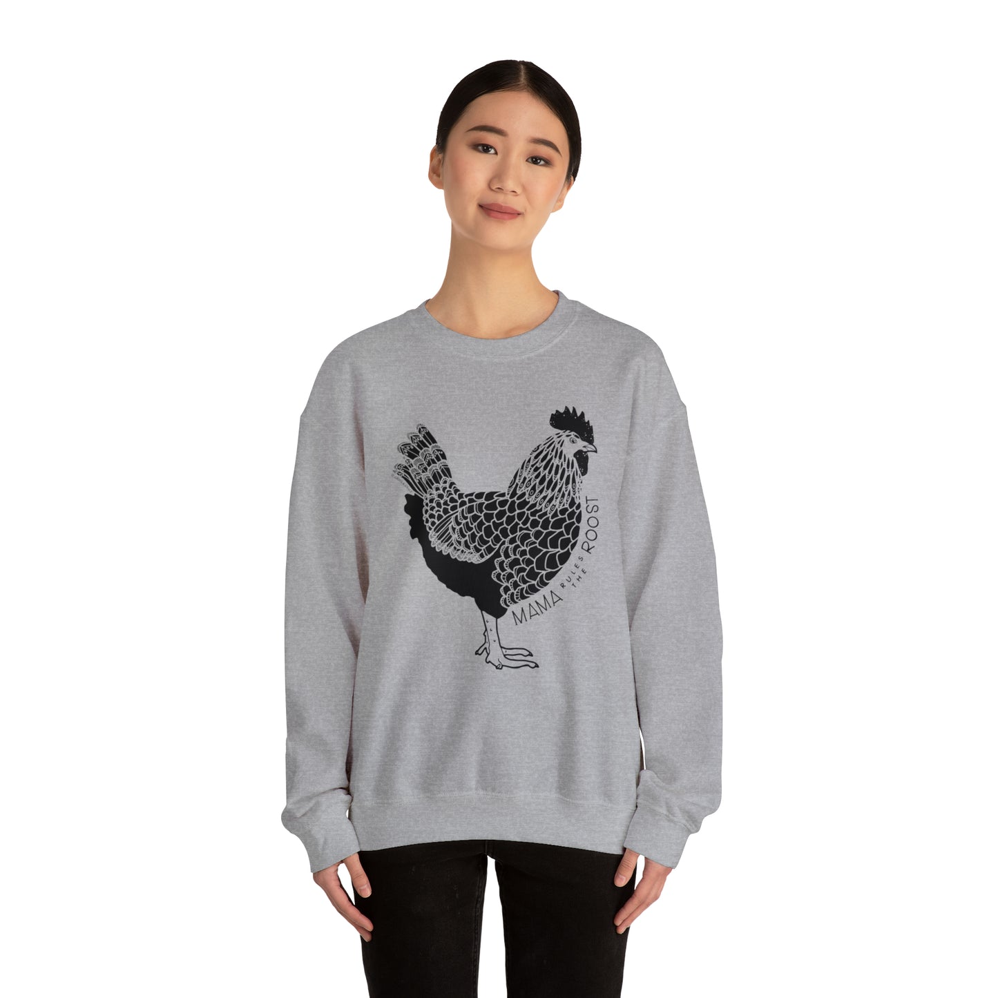 'MAMA RULES THE ROOST' WOMENS CHICKEN SWEATSHIRT