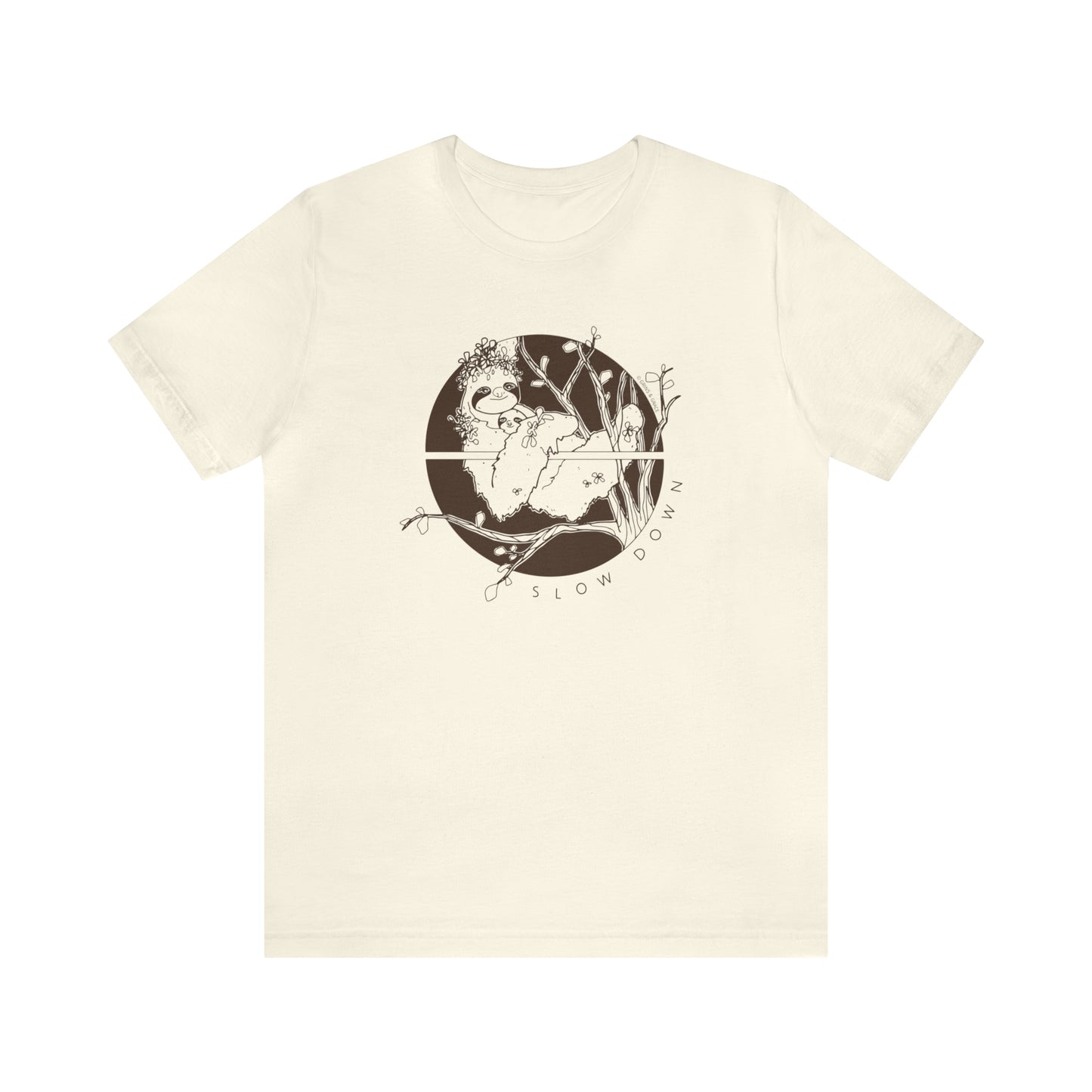 'SLOW DOWN MAMA SLOTH' MOM T-SHIRT | DARK BROWN INK