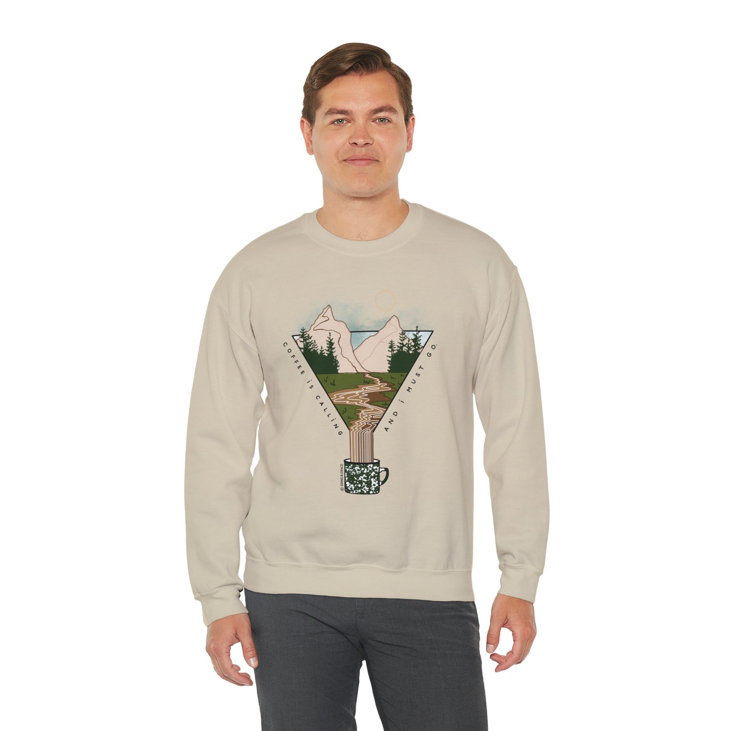 'COFFEE IS CALLING AND I MUST GO' UNISEX SWEATSHIRT | FULL COLOR