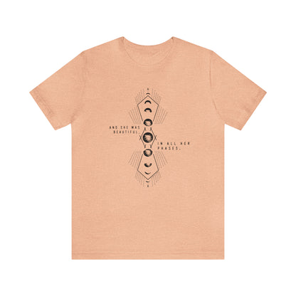 'AND SHE WAS BEAUTIFUL IN ALL HER PHASES' MOON PHASE WOMENS T-SHIRT