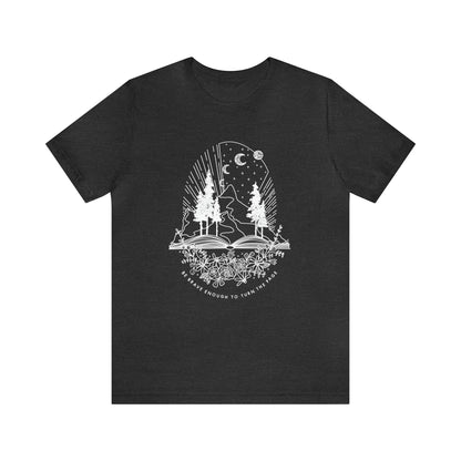 'BE BRAVE ENOUGH TO TURN THE PAGE' WOMENS T-SHIRT