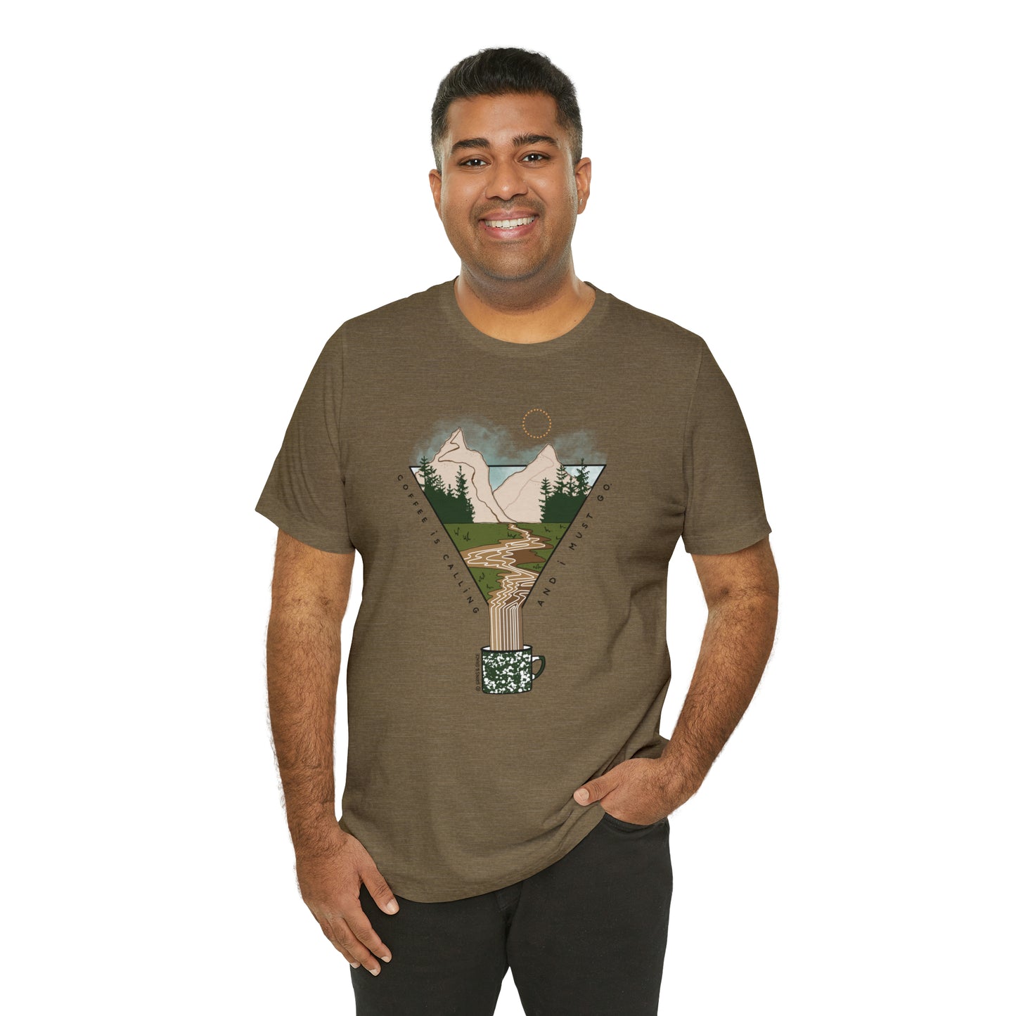 'COFFEE IS CALLING AND I MUST GO' UNISEX T-SHIRT | FULL COLOR