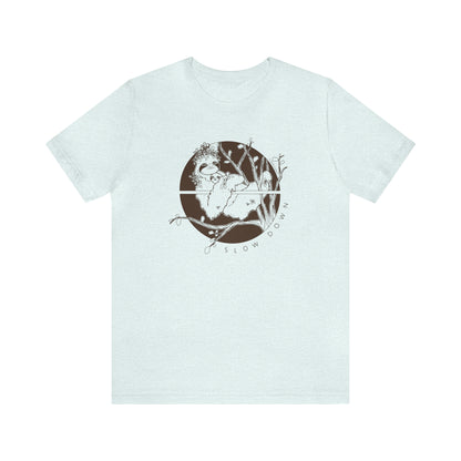 'SLOW DOWN MAMA SLOTH' MOM T-SHIRT | DARK BROWN INK