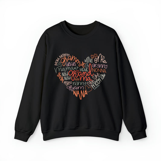 'HEART OF A GRANDMA' CREWNECK SWEATSHIRT | FULL COLOR