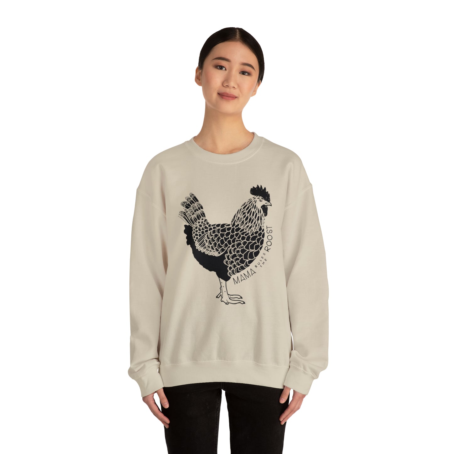 'MAMA RULES THE ROOST' WOMENS CHICKEN SWEATSHIRT
