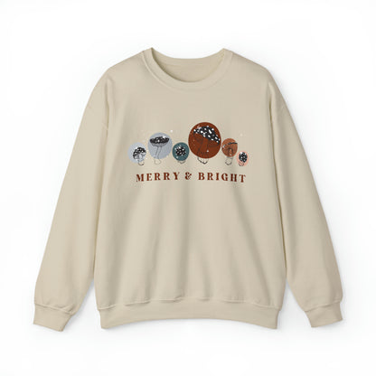 MERRY & BRIGHT MUSHROOM SWEATSHIRT | BROWN & BLUE