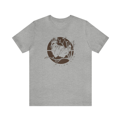 'SLOW DOWN MAMA SLOTH' MOM T-SHIRT | DARK BROWN INK