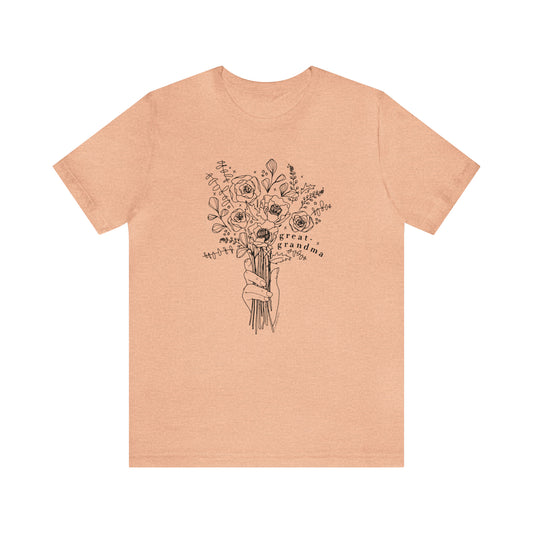'GREAT-GRANDMA: PICKING WILD FLOWERS' GREAT-GRANDMA T-SHIRT
