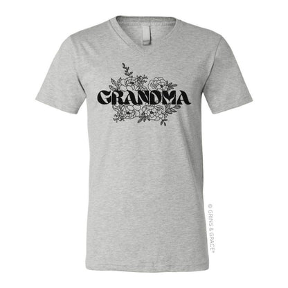 "GRANDMA" FLORAL MOM T-SHIRT