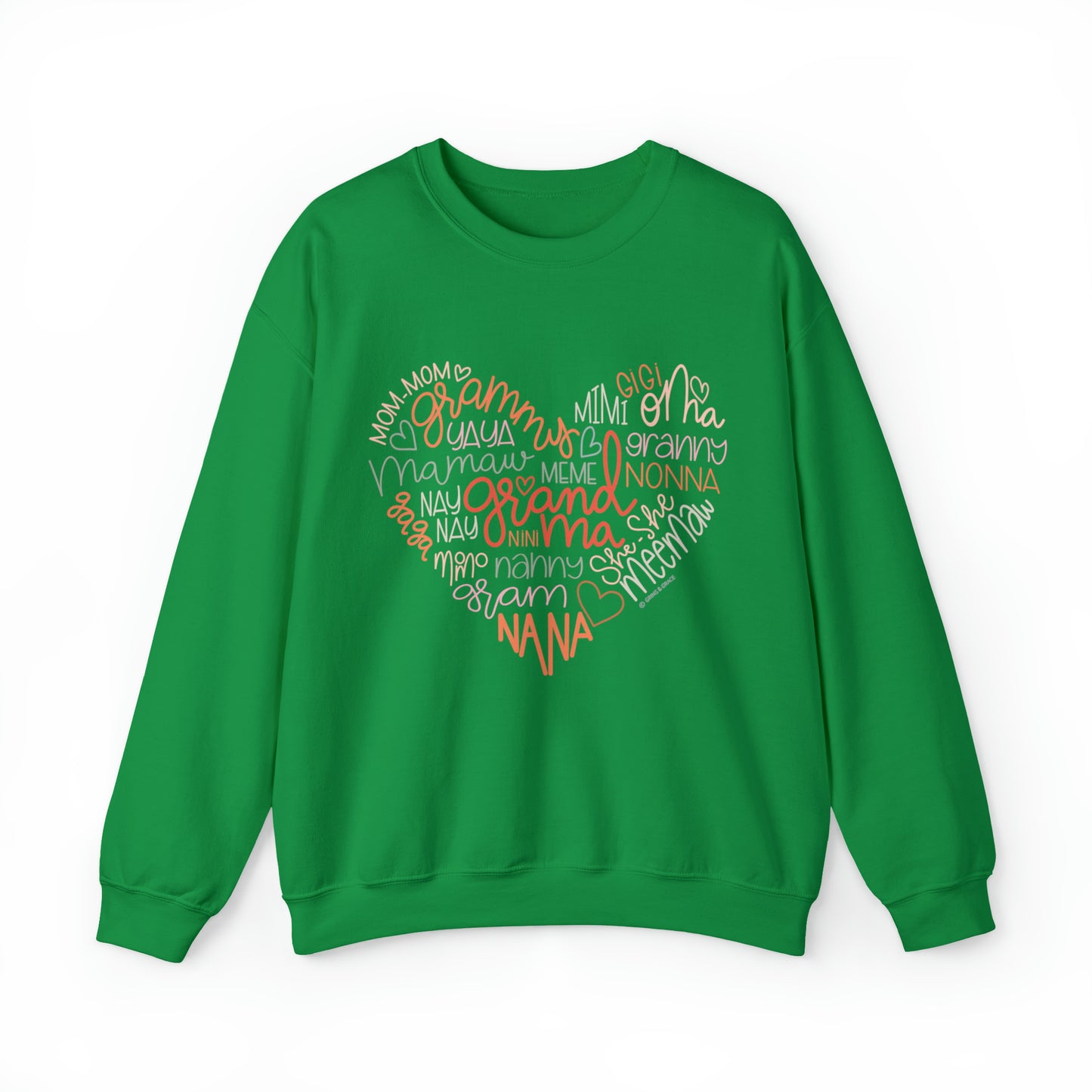'HEART OF A GRANDMA' CREWNECK SWEATSHIRT | FULL COLOR