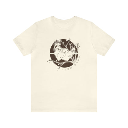 'SLOW DOWN MAMA SLOTH' MOM T-SHIRT | DARK BROWN INK