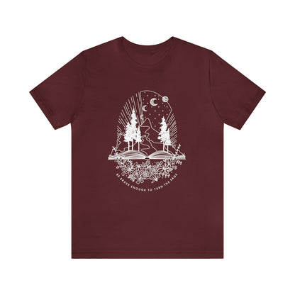 'BE BRAVE ENOUGH TO TURN THE PAGE' WOMENS T-SHIRT
